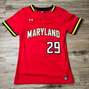 Maryland University Softball Jersey Stitched Women Small Red #29
